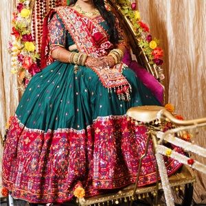 Wedding Garba Chaniya Choli Red and Green